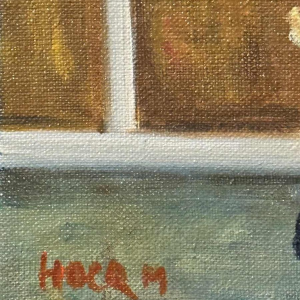 Marcel HOCQ «Op de Kade » schilderij olie op doek