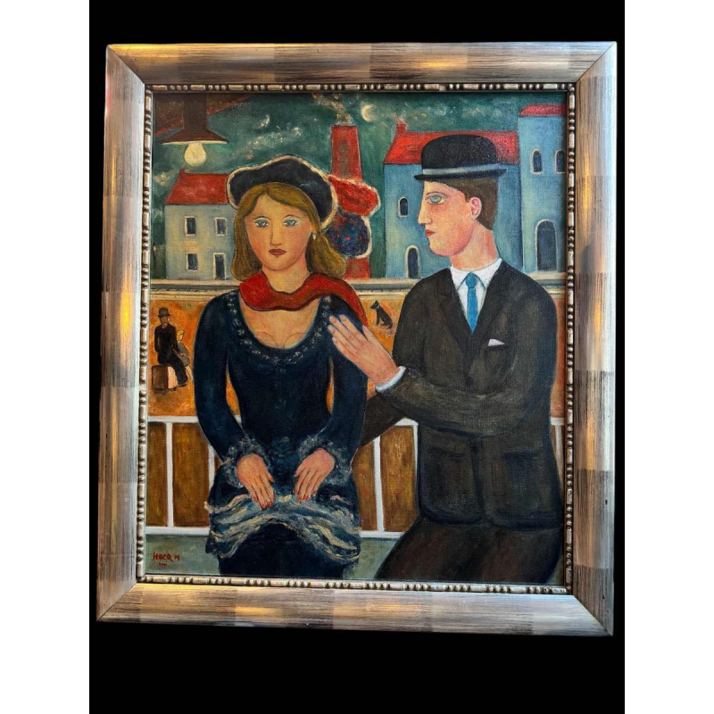 Marcel HOCQ « On the platform » painting oil on canvas