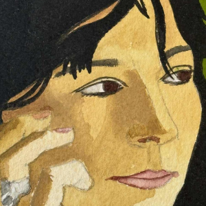 Luc PEROT (1922-1985): Young pensive woman.