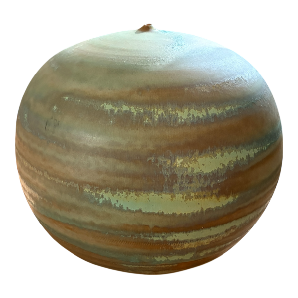 Antonio Lampecco, large green ceramic ball vase, 1980s