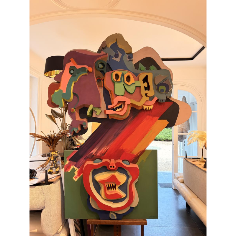 Bernard Desfreres, mouvement COBRA, tableau sculptural, 1972