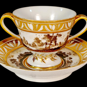 Paris porcelain, large chocolate cup and saucer, late 18th century
