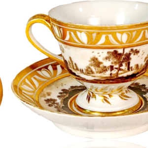 Porcelaine de Paris, grande tasse à chocolat et sa soucoupe, fin XVIIIe