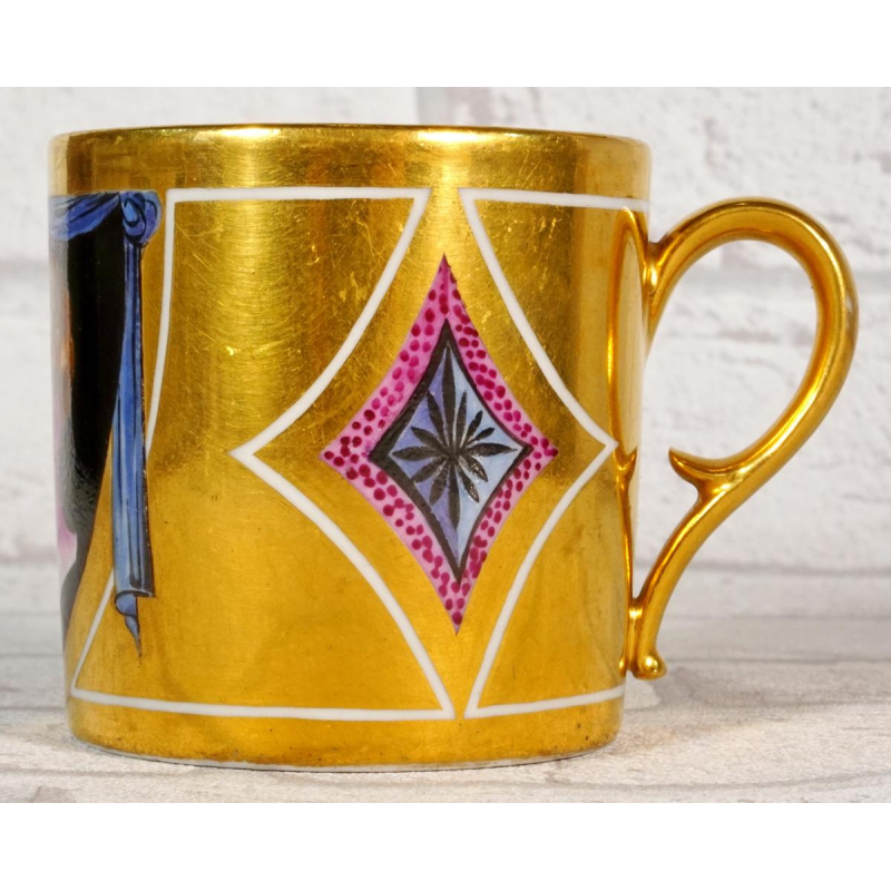 Paris porcelain, cup and saucer representing the King of Rome, Empire period