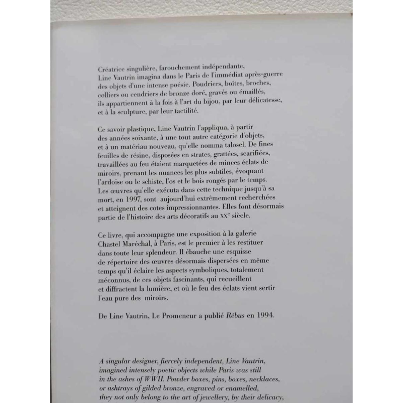 MAURIES P., Line Vautrin Miroirs, France, Galerie Chastel Maréchal, 2004.