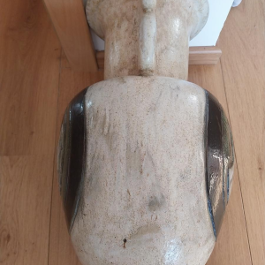 Stoneware vase with bird decoration