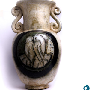 Stoneware vase with bird decoration