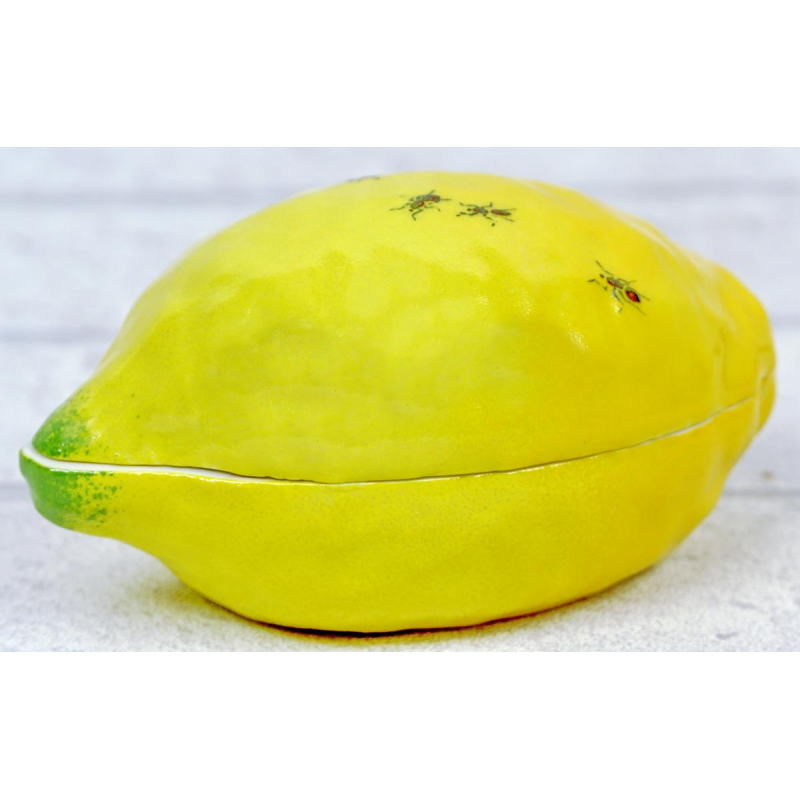 Didier GARDILLOU, citroenvormig doosje versierd met mieren - trompe l'oeil porselein