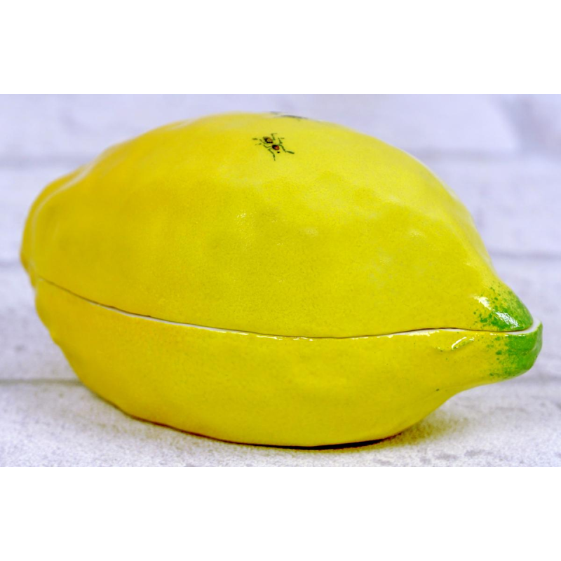 Didier GARDILLOU, boite en forme de citron ornée de fourmis - trompe l'oeil en porcelaine