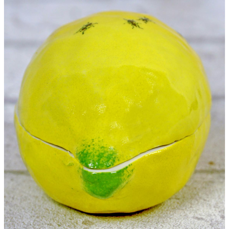 Didier GARDILLOU, boite en forme de citron ornée de fourmis - trompe l'oeil en porcelaine