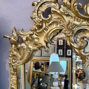Large carved and gilded wooden mirror - France - 19th century