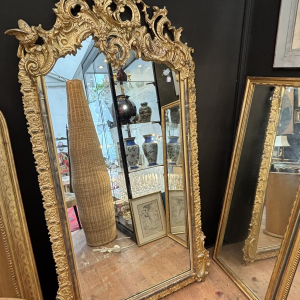 Large carved and gilded wooden mirror - France - 19th century