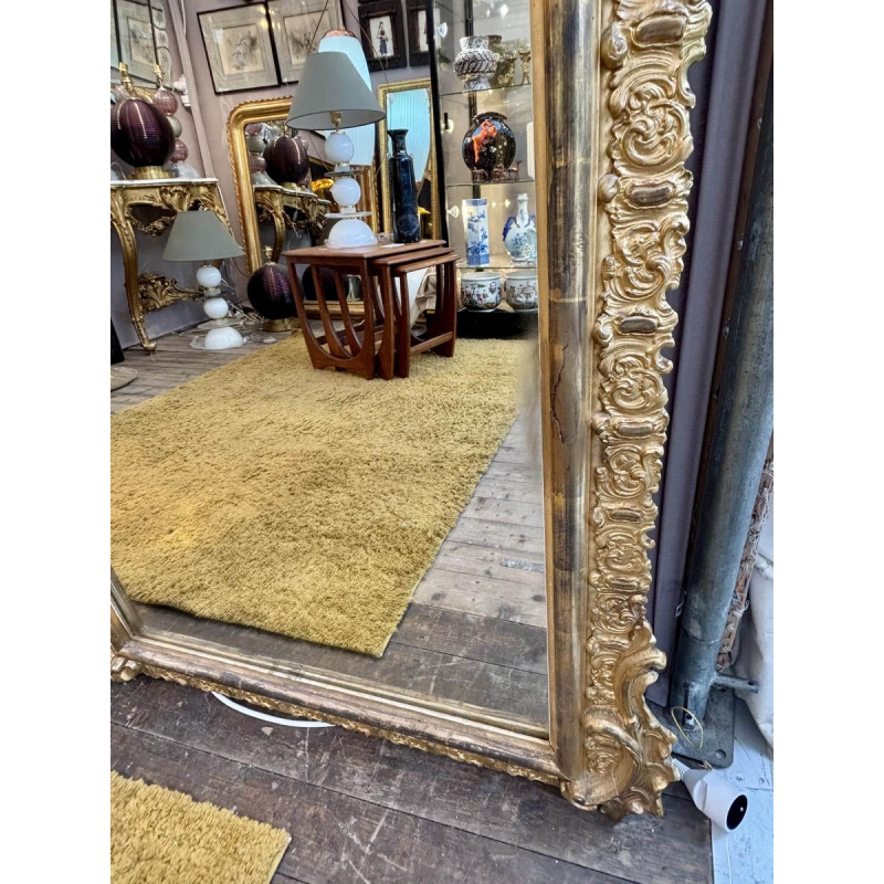 Large carved and gilded wooden mirror - France - 19th century