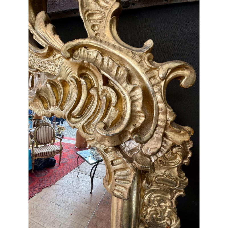 Large carved and gilded wooden mirror - France - 19th century