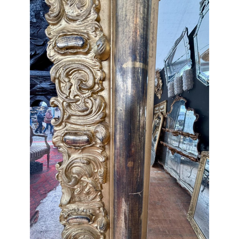 Large carved and gilded wooden mirror - France - 19th century