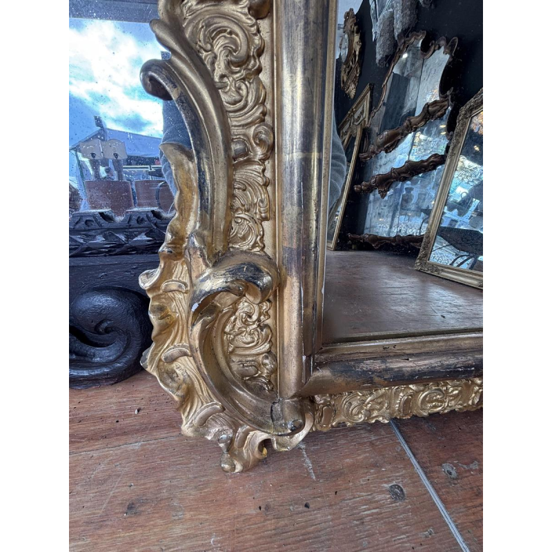 Large carved and gilded wooden mirror - France - 19th century