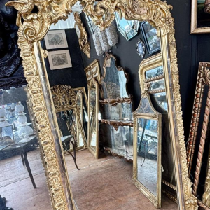Large carved and gilded wooden mirror - France - 19th century