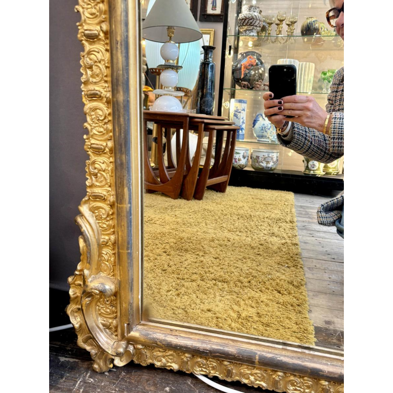 Large carved and gilded wooden mirror - France - 19th century
