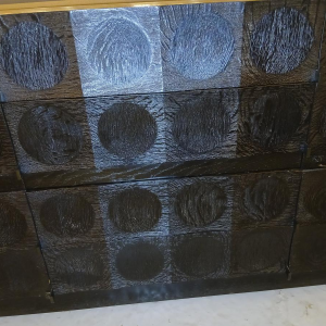 Zwarte brutalistische barkast – toegeschreven aan Batenburg – zeldzaam sculpturaal ontwerp