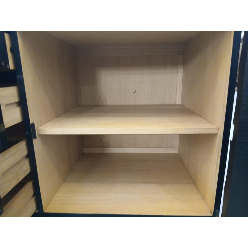 Buffet bar brutaliste noir – attribué à Batenburg – design sculptural et rare