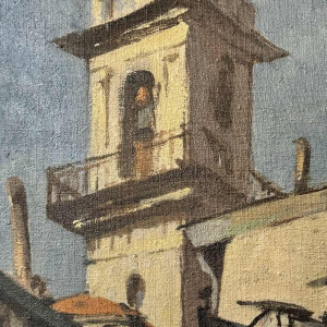 Charles CATTEAU (1880-1966): "Old Nice animated - Tour Saint Augustin"