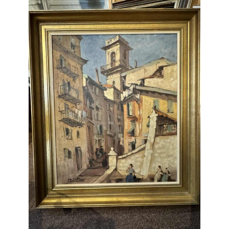 Charles CATTEAU (1880-1966): "Old Nice animated - Tour Saint Augustin"