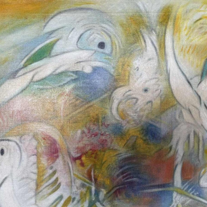 Urbain HERREGODTS (1935-1986): Poetry of Flight oil on canvas 71x54 cm