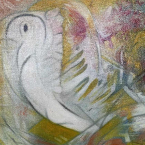 Urbain HERREGODTS (1935-1986): Poëzie van de vlucht olieverf op doek 71x54 cm