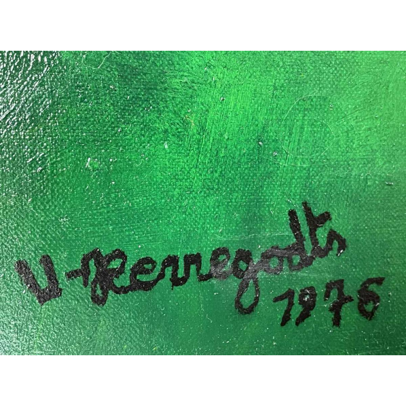 Urbain HERREGODTS (1935-1986) : « Poésie du vol » huile sur toile 71x54 cm