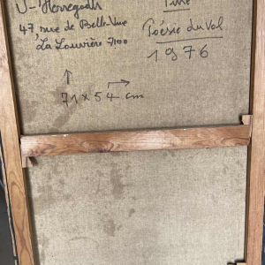 Urbain HERREGODTS (1935-1986): Poëzie van de vlucht olieverf op doek 71x54 cm