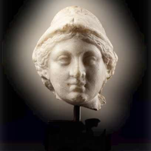 The goddess Minerva marble head sculpture, Roman period