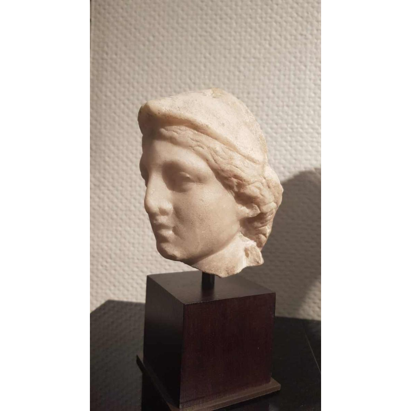 The goddess Minerva marble head sculpture, Roman period