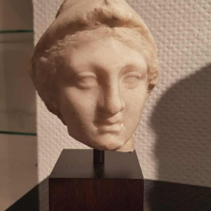 The goddess Minerva marble head sculpture, Roman period