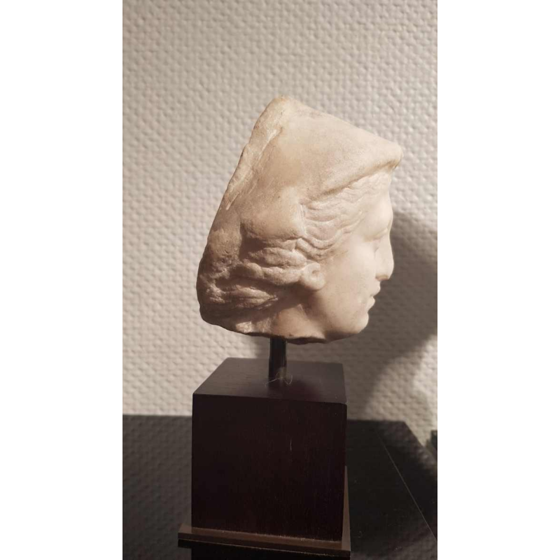 The goddess Minerva marble head sculpture, Roman period