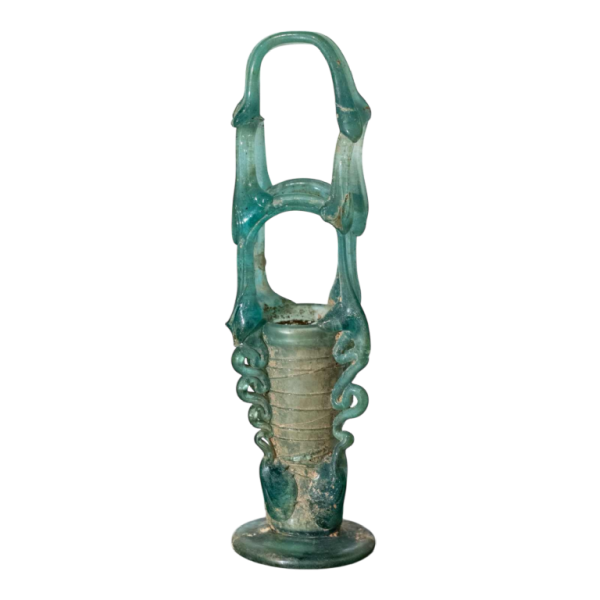 Romeins glas in de vorm van een mandje, Laat-Romeins Rijk, 4e-5e eeuw n.Chr.