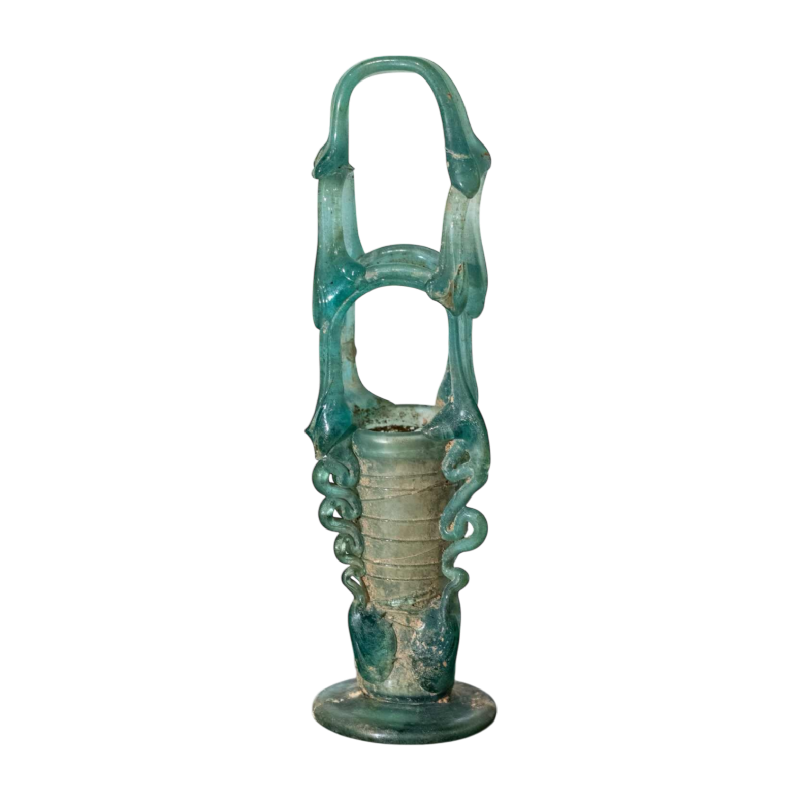 Roman glass in the shape of a basket, Late Roman Empire, 4th-5th century AD