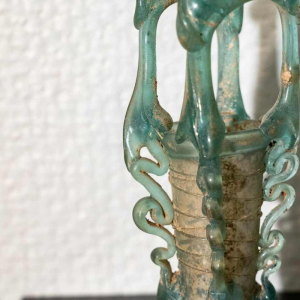 Roman glass in the shape of a basket, Late Roman Empire, 4th-5th century AD