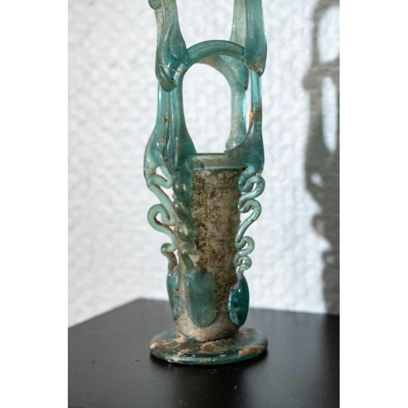 Romeins glas in de vorm van een mandje, Laat-Romeins Rijk, 4e-5e eeuw n.Chr.