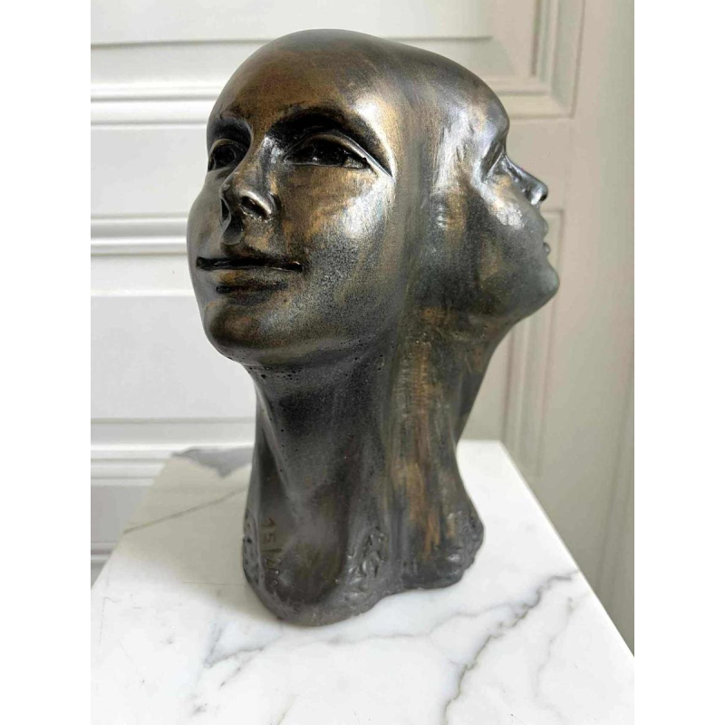 Charles DELPORTE “Regard de Lumière“, sculptuur in gepatineerde hars, 20e eeuw