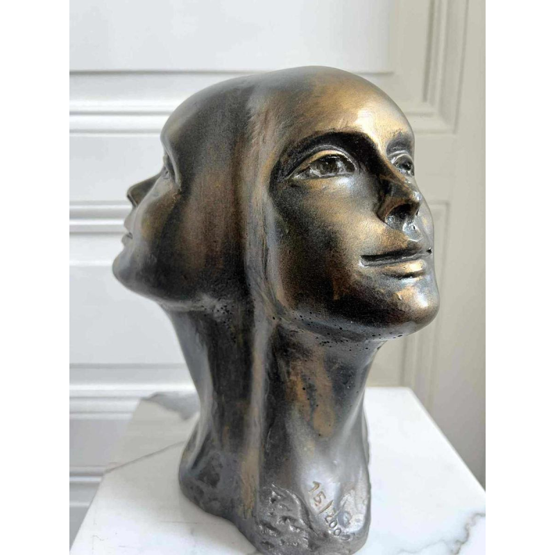 Charles DELPORTE “Regard de Lumière“, sculptuur in gepatineerde hars, 20e eeuw