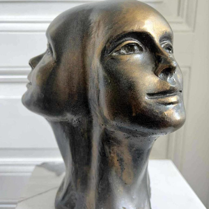 Charles DELPORTE “Regard de Lumière”, sculpture en résine patinée, XXème