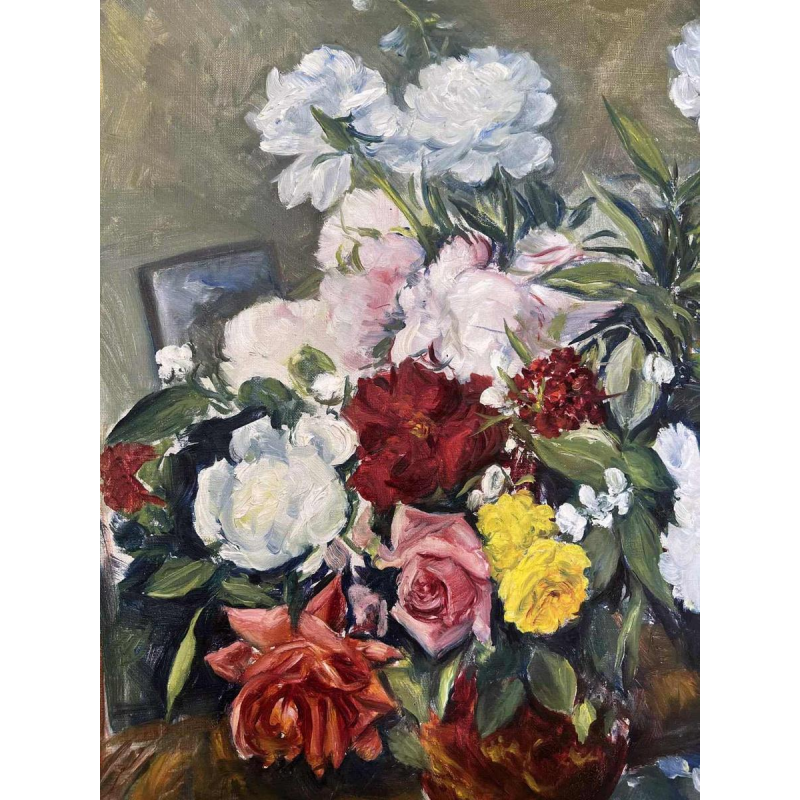 Adrien Dupagne “bouquet de fleurs“ stilleven schilderij, olieverf op doek