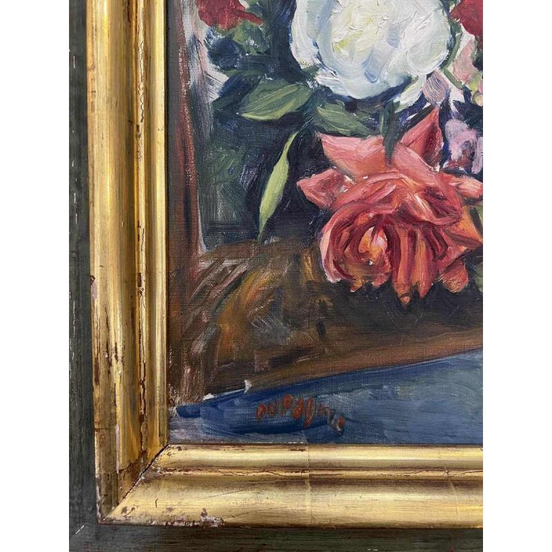Adrien Dupagne “bouquet de fleurs“ stilleven schilderij, olieverf op doek