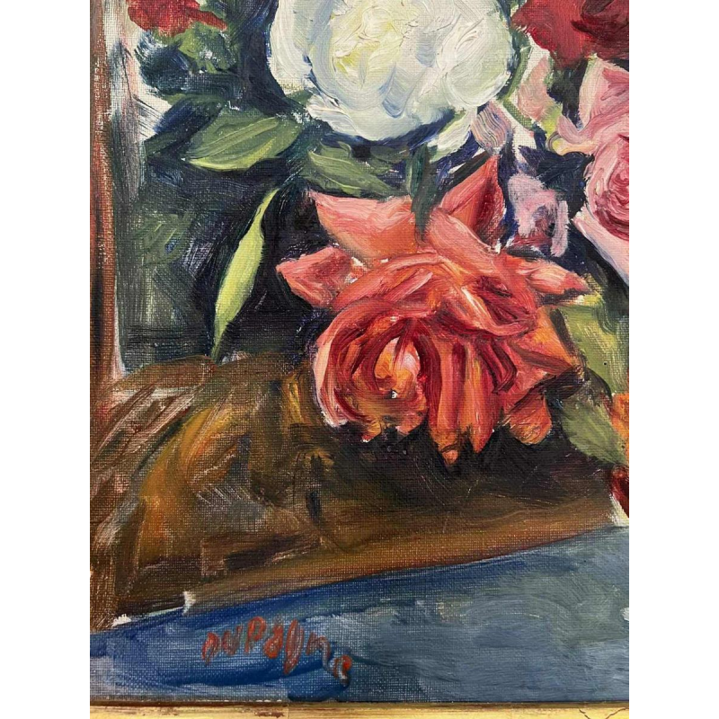 Adrien Dupagne “bouquet de fleurs“ stilleven schilderij, olieverf op doek