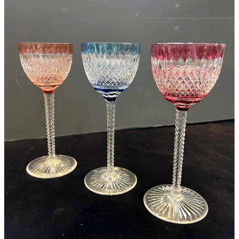 Val Saint Lambert, 6 wine glasses, cut and lined clear crystal