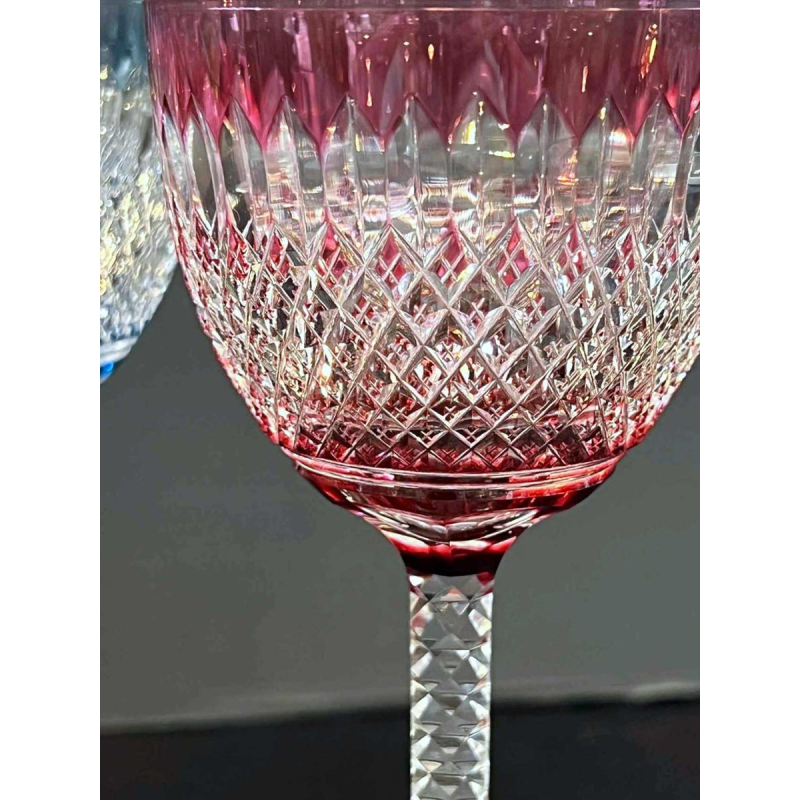 Val Saint Lambert, 6 wine glasses, cut and lined clear crystal