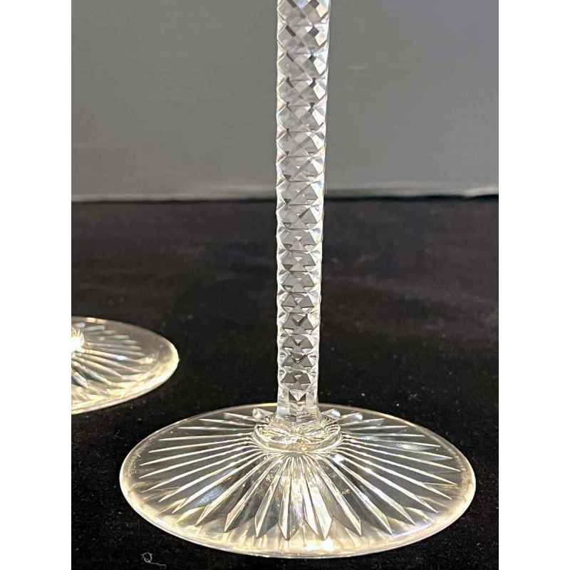 Val Saint Lambert, 6 wine glasses, cut and lined clear crystal