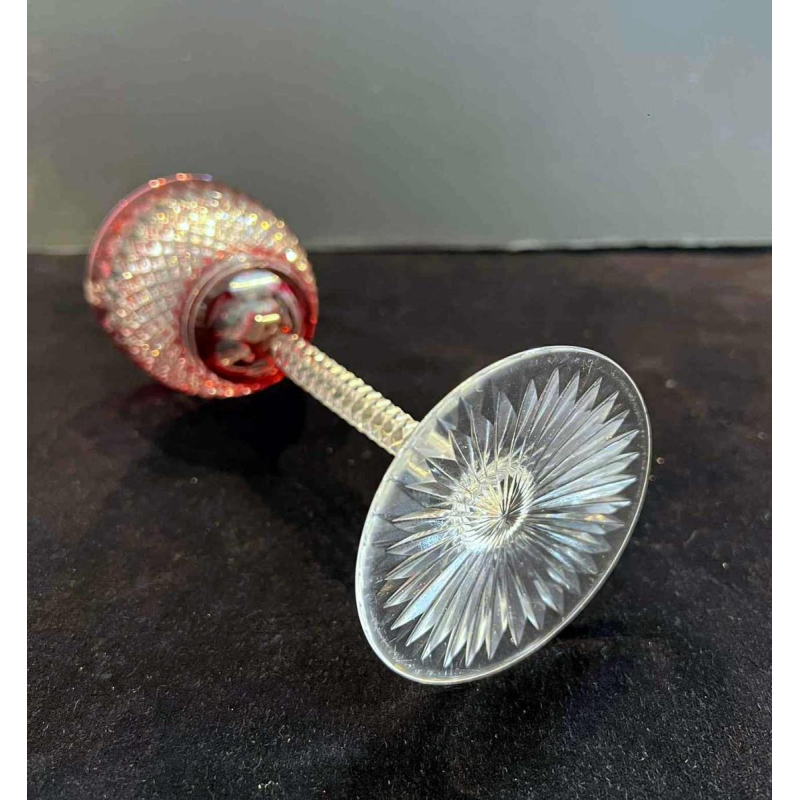 Val Saint Lambert, 6 wine glasses, cut and lined clear crystal