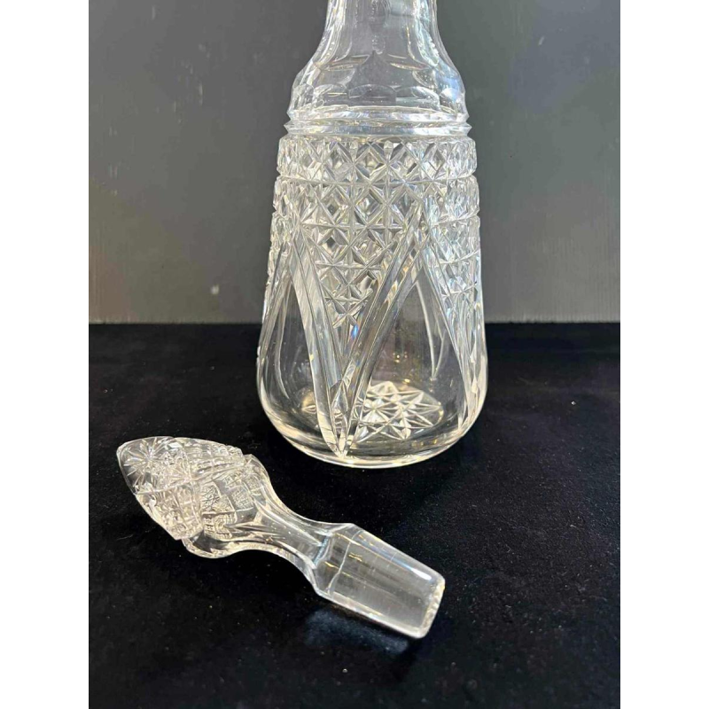 Val Saint Lambert, grande carafe à vin, cristal clair taillé