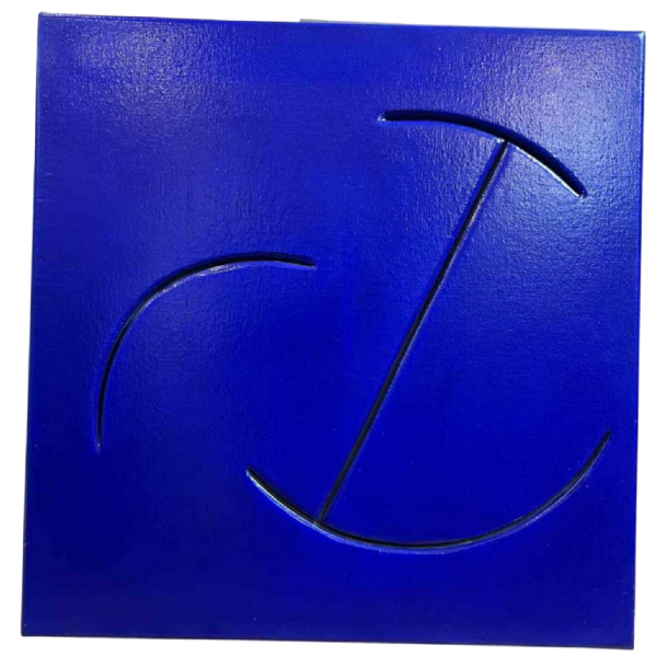Pascal KOCH “Composition bleue” tableau abstrait, acrylique sur toile, école belge 1992